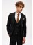Erkek Siyah Slim Fit / Dar Kalıp Sivri Yaka Yelekli Takım Elbise 2