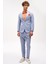 Erkek Mavi Slim Fit / Dar Kalıp Mono Yaka Takım Elbise 2