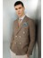 Erkek Kahve Slim Fit / Dar Kalıp Geniş Kırlangıç Ceket 5