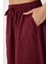 Soluk Efektli Kloş Denim Etek Bordo LMX0074 4