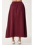 Soluk Efektli Kloş Denim Etek Bordo LMX0074 5