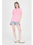 Şeker Pembe Kabartma Yazılı Relaxed Fit Tişört 25209 3