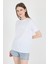 Beyaz Kabartma Yazılı Relaxed Fit Tişört 25209 1