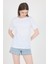 Beyaz Kabartma Yazılı Relaxed Fit Tişört 25209 2