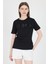 Siyah Yazı Kabartmalı Relaxed Fit Tişört 25224 1