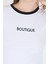 Beyaz Yazı Baskılı Biyeli Pamuklu Slim Fit Tişört 9192M 4