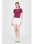Bordo Yazı Baskılı Biyeli Pamuklu Slim Fit Tişört 9192M 3