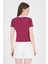 Bordo Yazı Baskılı Biyeli Pamuklu Slim Fit Tişört 9192M 5