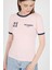 Pudra Ribanalı Yazı Baskılı Slim Fit Tişört 5981 2