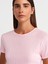 31795 Fiyonk Detaylı Kısa Kollu Kontrast T-Shirt-Toz Pembe 3