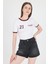 Beyaz Ribanalı Yazı Baskılı Slim Fit Tişört 5981 2