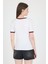 Beyaz Ribanalı Yazı Baskılı Slim Fit Tişört 5981 5