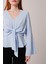 Ön Bağlamalı Volan Kol Bebe Mavisi Bluz 3