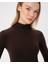 Kadın Kahverengi Balıkçı İçlik - EcoVero™ Viskoz, Yarı Balıkçı Yaka, Uzun Kollu, Tek Kat İnce Isı Katmanı 3