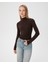 Kadın Kahverengi Balıkçı İçlik - EcoVero™ Viskoz, Yarı Balıkçı Yaka, Uzun Kollu, Tek Kat İnce Isı Katmanı 5