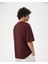 Erkek Bordo Kahverengi Oversize T-Shirt - Organik Pamuk, Düşük Omuz, Geniş Kalıp, Bisiklet Yaka, Spor Görünüm 2