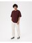 Erkek Bordo Kahverengi Oversize T-Shirt - Organik Pamuk, Düşük Omuz, Geniş Kalıp, Bisiklet Yaka, Spor Görünüm 4