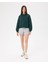 Kadın Koyu Yeşil Basic EasySize Sweatshirt - Uzun Kollu, Basic Fit, Sertifikalı Organik Pamuk, Günlük ve Spor Sweat 4