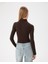 Kadın Kahverengi Balıkçı İçlik - EcoVero™ Viskoz, Yarı Balıkçı Yaka, Uzun Kollu, Tek Kat İnce Isı Katmanı 2