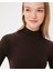 Kadın Kahverengi Balıkçı İçlik - EcoVero™ Viskoz, Yarı Balıkçı Yaka, Uzun Kollu, Tek Kat İnce Isı Katmanı 4