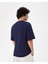 Erkek Lacivert Indigo Oversize T-Shirt - Organik Pamuk, Düşük Omuz, Geniş Kalıp, Bisiklet Yaka, Spor Görünüm 2