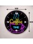 Neon Renkli Coffee Time Yazılı Baskı Desenli Sayılı Hediyelik Ahşap Sessiz Duvar Saati 45CM 2