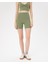 Kadın Açık Yeşil Viskoz Şort - EcoVero Viskoz Yüksek Bel, Önü Dikişsiz, Çift Kat Kumaş, Yoga Pilates Biker Şort 1