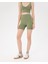 Kadın Açık Yeşil Viskoz Şort - EcoVero Viskoz Yüksek Bel, Önü Dikişsiz, Çift Kat Kumaş, Yoga Pilates Biker Şort 5