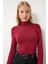 Dik Yaka Saran Esnek Örme Bluz LUB0013 BORDO 1