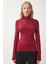 Dik Yaka Saran Esnek Örme Bluz LUB0013 BORDO 4