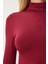 Dik Yaka Saran Esnek Örme Bluz LUB0013 BORDO 5