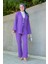 Mira Bürümcük Kumaş Tunik Pantolon Takım-Mor 1