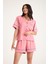 Dream Pembe Viskon Kumaş Maskülen Şort Pijama Takım 1