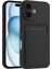 Apple iPhone 16 Plus Kılıf Kamera Korumalı Kartlıklı Cüzdanlı Kırmızı Tuşlu Siyah Silikon Kapak 1