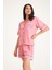 Dream Pembe Viskon Kumaş Maskülen Şort Pijama Takım 3