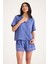 Dream Gri Mavi Viskon Kumaş Maskülen Şort Pijama Takım 4