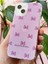 Apple iPhone 15 Uyumlu Kılıf Mor Simli Fiyonk Desenli Renkli Parlak Darbe Emici Kapak 6
