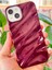 Apple iPhone 13 - 14 - 15 Kılıf Parlak Kabartmalı Dalga Tasarımlı Desenli Mürdüm Darbe Emici Silikon Kapak 3