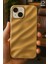 Apple iPhone 13/14 Kılıf Parlak Kabartmalı Dalga Tasarımlı Desenli Gold Darbe Emici Silikon Kapak 1