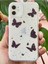 Apple iPhone 12/12 Pro Uyumlu Kılıf Simli Siyah Kelebek Desenli Renkli Parlak Darbe Emici Kapak 3
