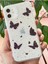 Apple iPhone 12/12 Pro Uyumlu Kılıf Simli Siyah Kelebek Desenli Renkli Parlak Darbe Emici Kapak 4