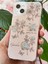 Apple iPhone 13/14 Uyumlu Kılıf Simli Beyaz Gül Desenli Renkli Parlak Darbe Emici Kapak 7