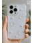 Apple iPhone 15 Pro Max Kılıf 3D Kalpli Inci Tasarımlı Desenli Kamera Korumalı Şeffaf Silikon Kapak 2