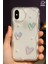 Apple iPhone X/xs Kılıf 3D Kalpli Inci Tasarımlı Desenli Kamera Korumalı Şeffaf Silikon Kapak 1