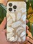 Apple iPhone 16 Pro Max Kılıf Parlak Beyaz Yaprak Desenli Darbe Emici Kamera Korumalı Renkli Kapak 3