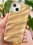 Apple iPhone 13/14 Kılıf Parlak Kabartmalı Dalga Tasarımlı Desenli Gold Darbe Emici Silikon Kapak 2