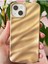 Apple iPhone 13/14 Kılıf Parlak Kabartmalı Dalga Tasarımlı Desenli Gold Darbe Emici Silikon Kapak 3