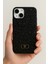 Apple iPhone 13 - 14 - 15 Uyumlu Kılıf Elmas Tasarımlı Siyah Taşlı Işıltılı Pırlanta Silikon Kapak 2