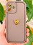 Apple iPhone 16 Kılıf 3D Kalp Tasarımlı Kahverengi Desenli Yumuşak Kamera Korumalı Silikon Kapak 4