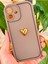 Apple iPhone 16 Kılıf 3D Kalp Tasarımlı Kahverengi Desenli Yumuşak Kamera Korumalı Silikon Kapak 5